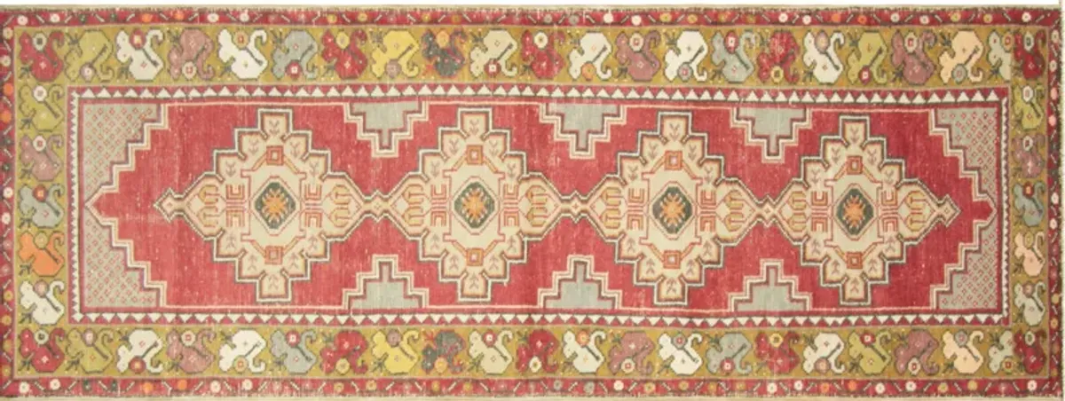 1960s Turkish Oushak Runner - 2'11"x9'7" - Nalbandian - Red