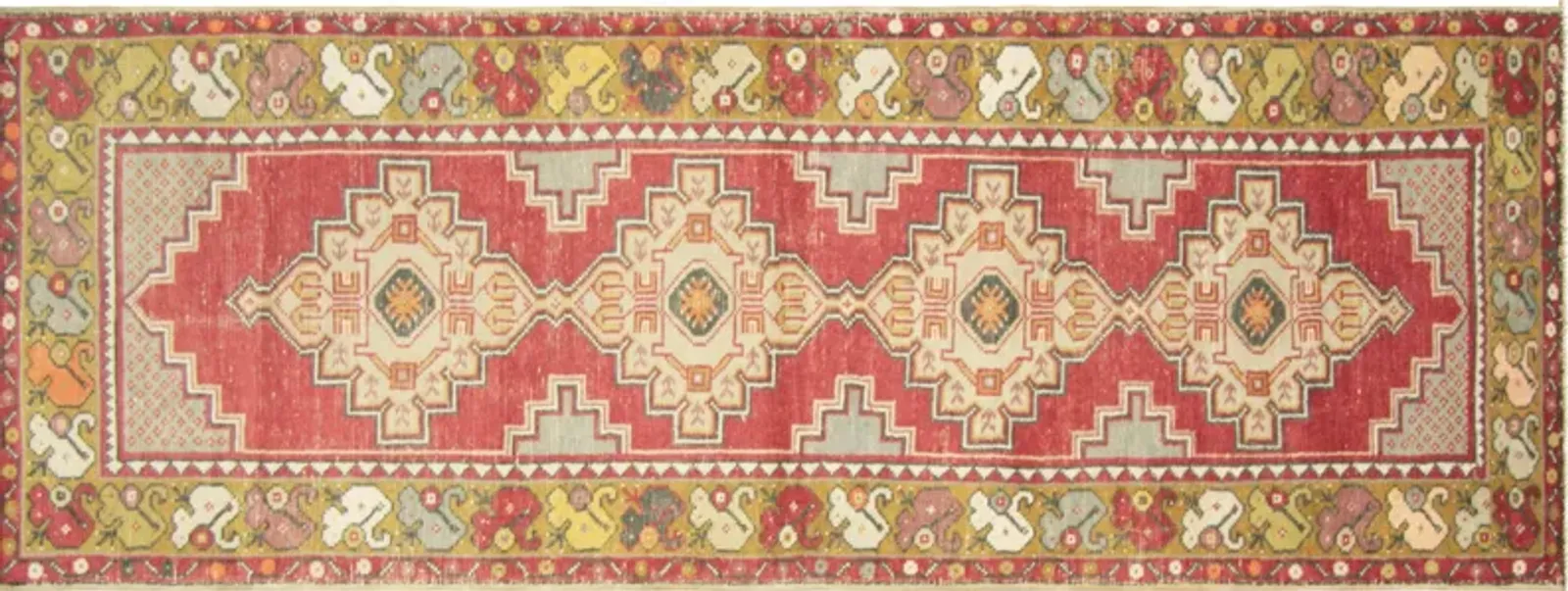 1960s Turkish Oushak Runner - 2'11"x9'7" - Nalbandian - Red