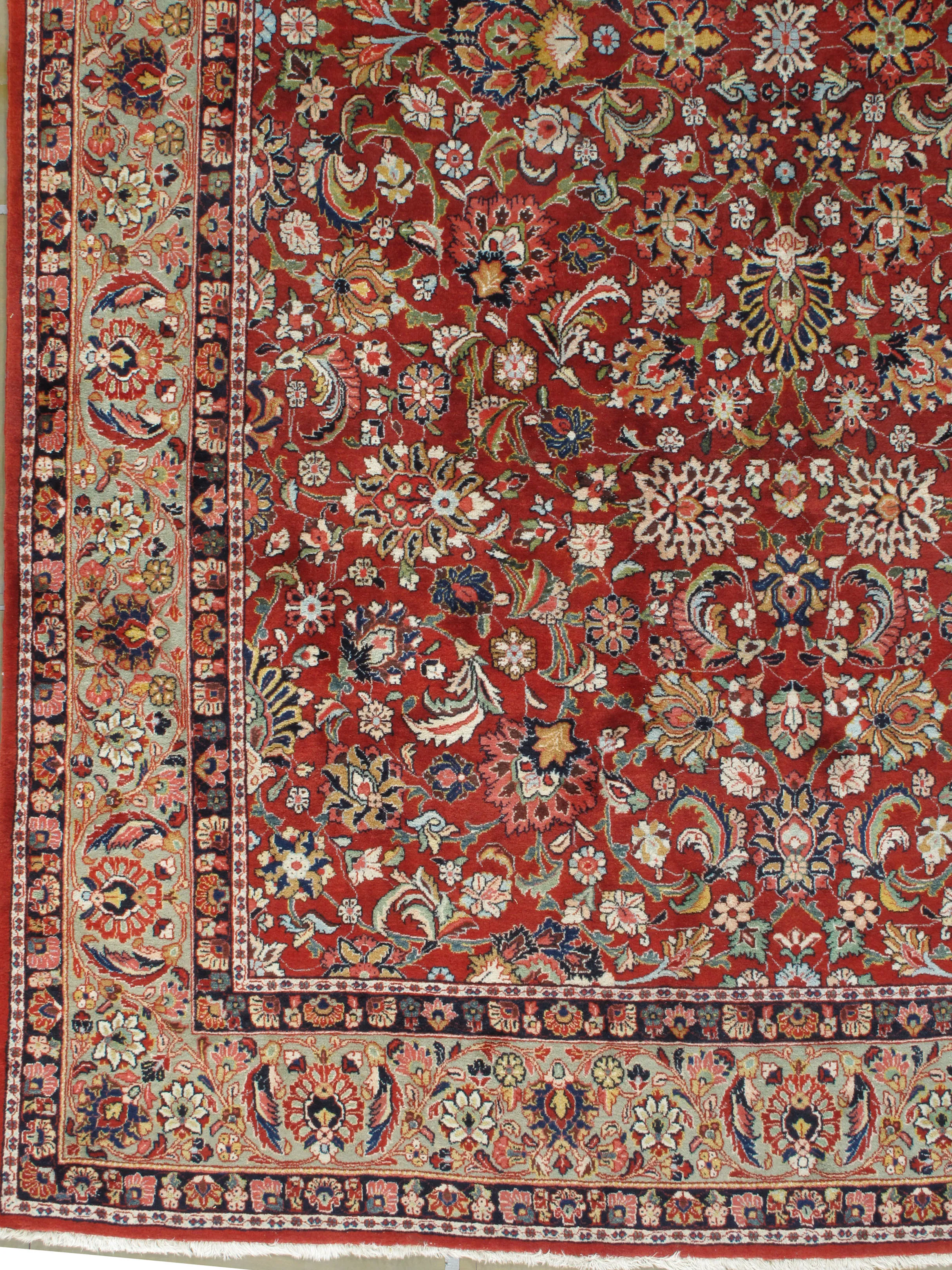 Persian Sarouk Rug 7'9 X 11'9 - Red - Red