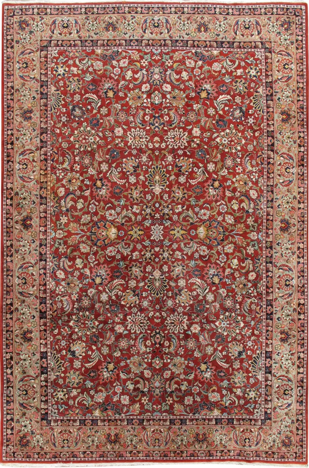 Persian Sarouk Rug 7'9 X 11'9 - Red - Red