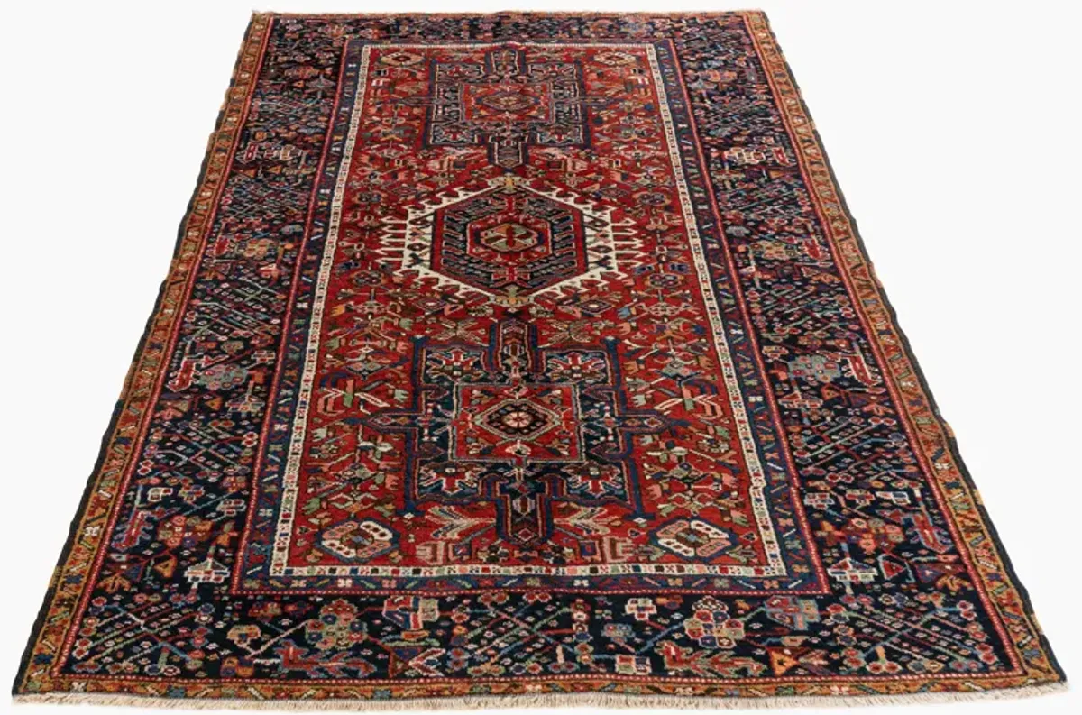 Persian Karaja Area Rug 4'7 X 6'3 - Red - Red