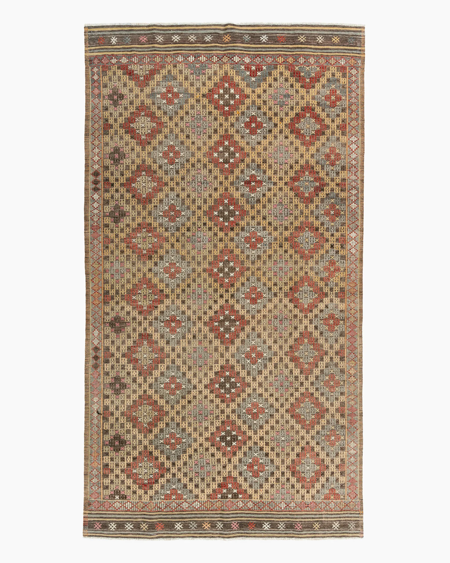 Turkish Jajim Flatweave Area Rug 5'2x9'7 - Red - Red