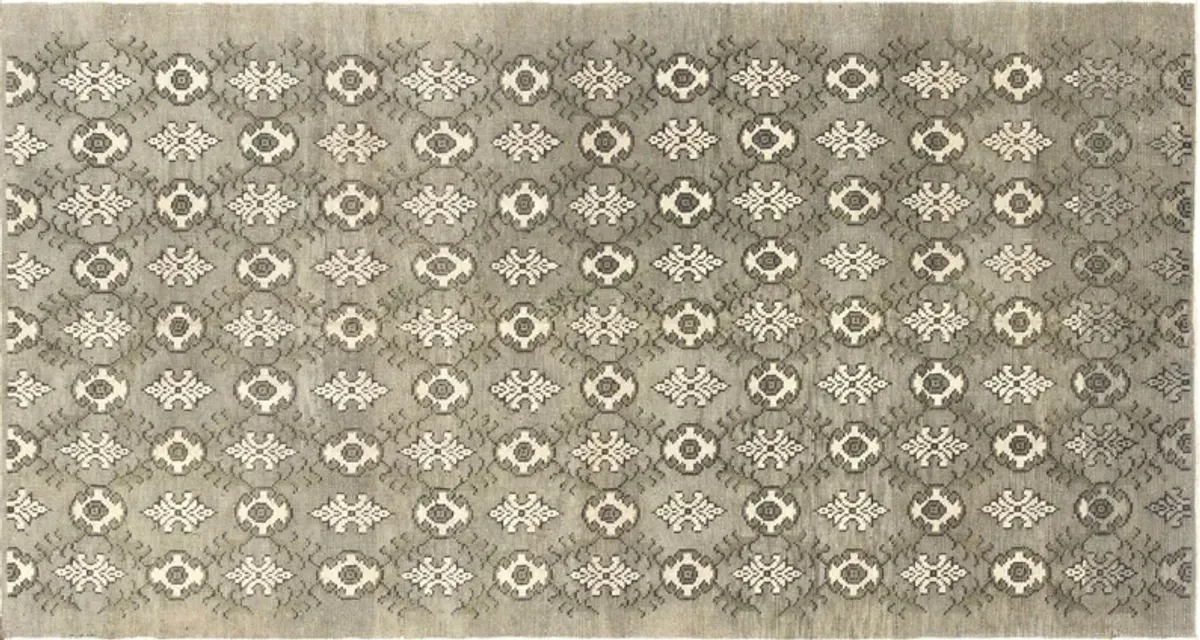 190s Turkish Oushak Rug - 4'10"x9' - Nalbandian - Beige - Beige