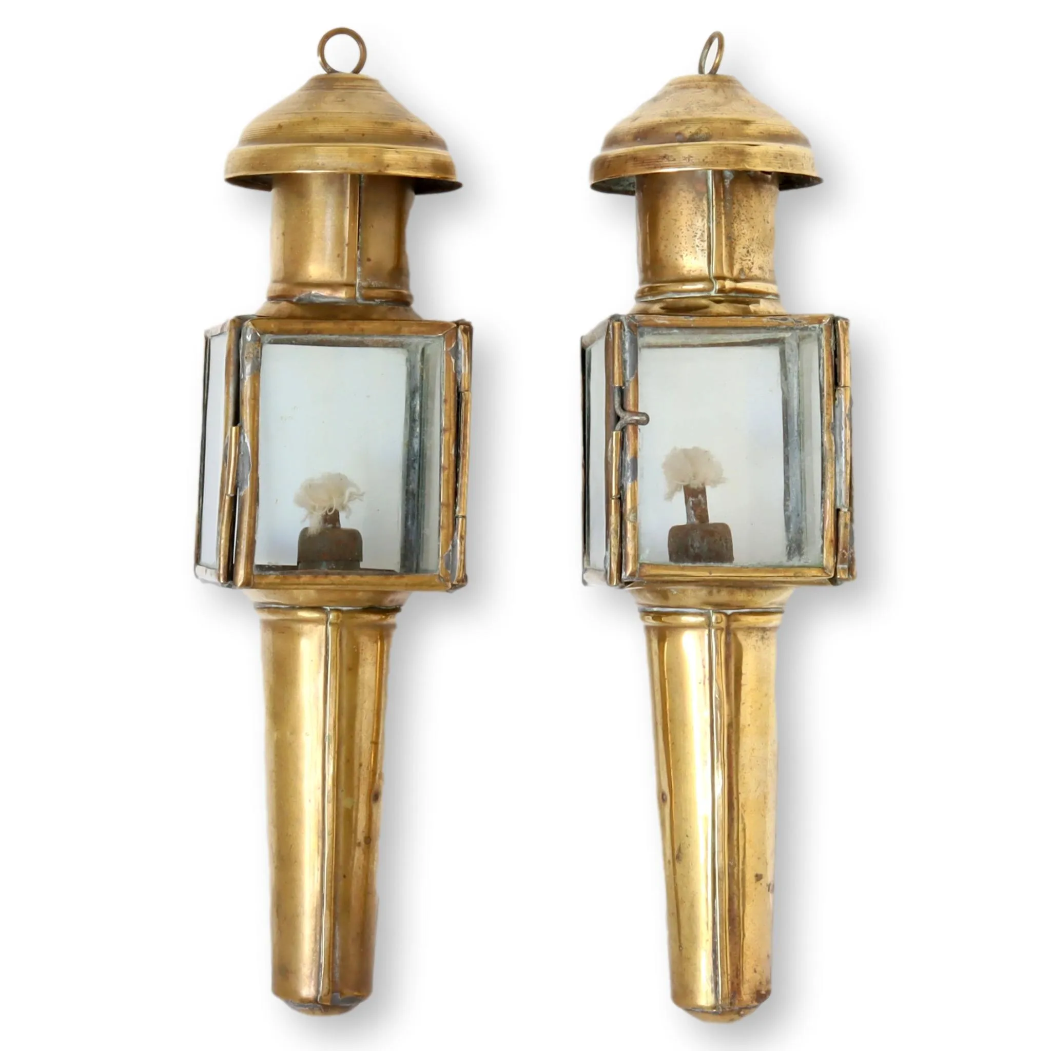 Antique English Caroling Lanterns - Set of 2 - New England Mercantile - Gold