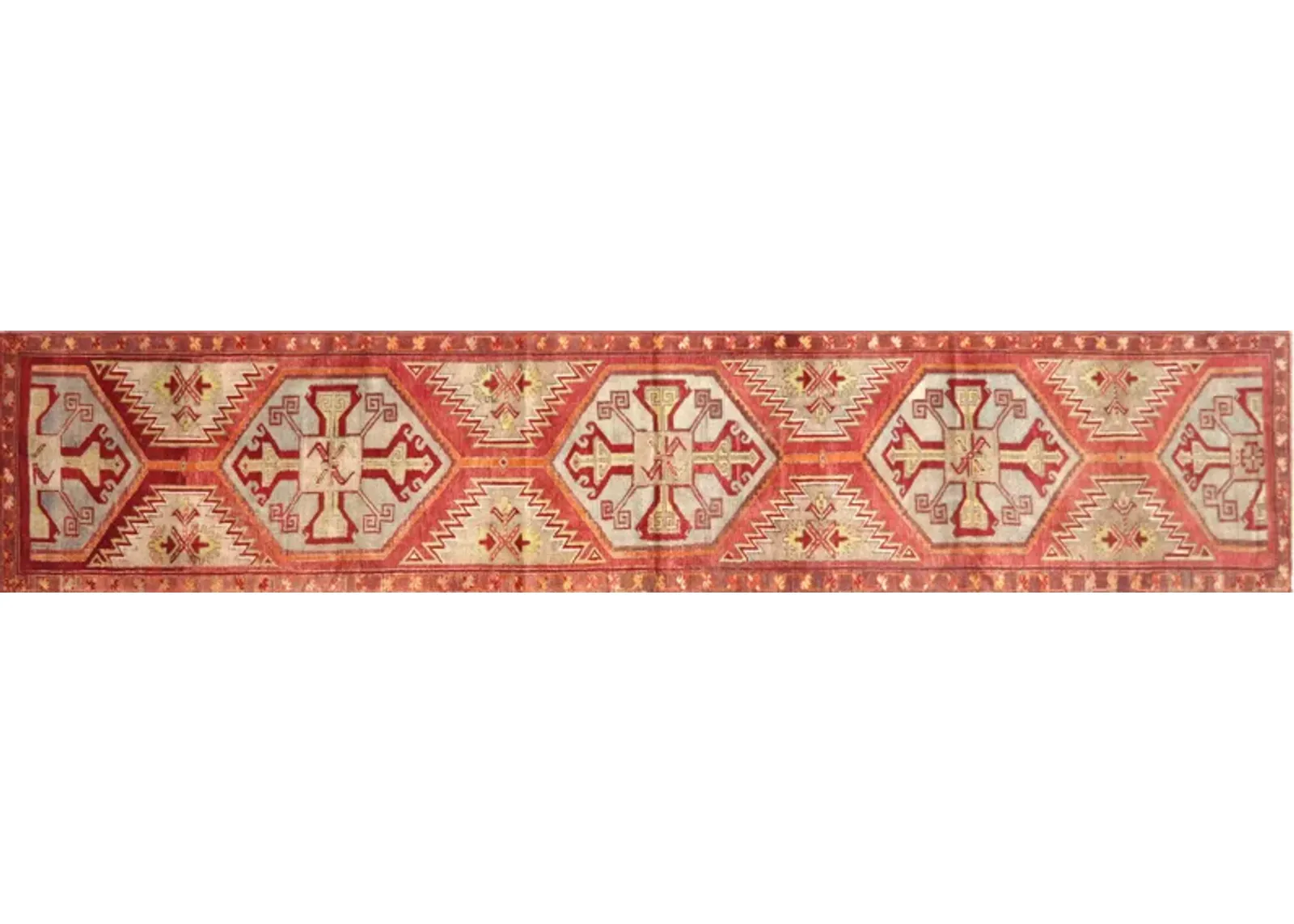 1960s Turkish Oushak Runner - 2'7"x12'11" - Nalbandian - Red