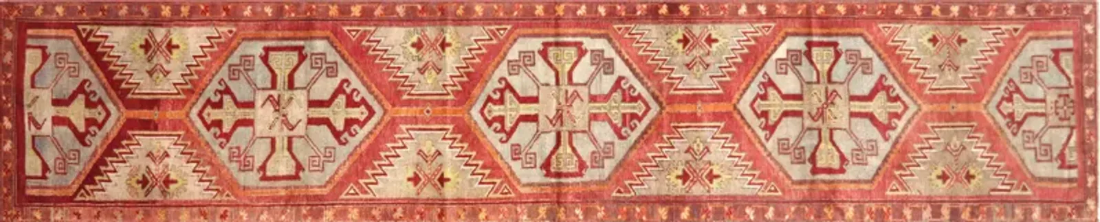 1960s Turkish Oushak Runner - 2'7"x12'11" - Nalbandian - Red