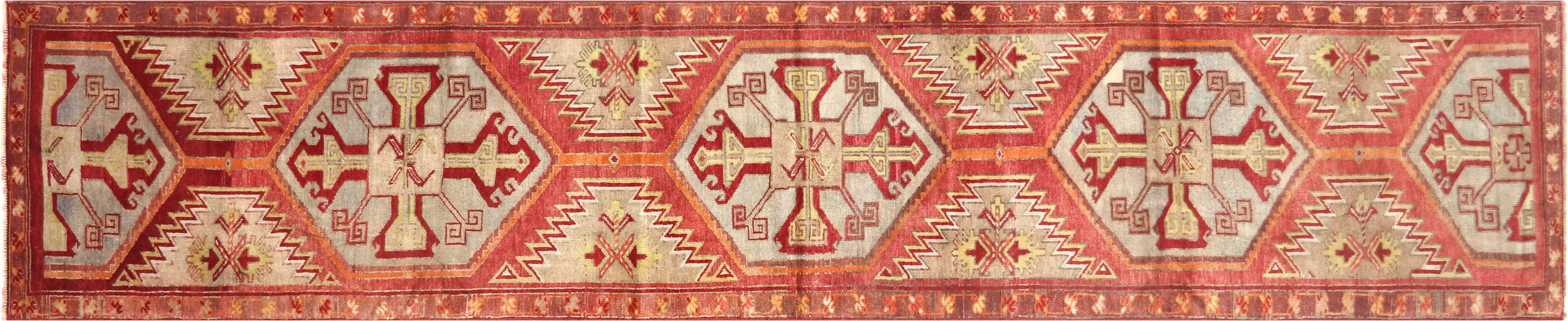 1960s Turkish Oushak Runner - 2'7"x12'11" - Nalbandian - Red