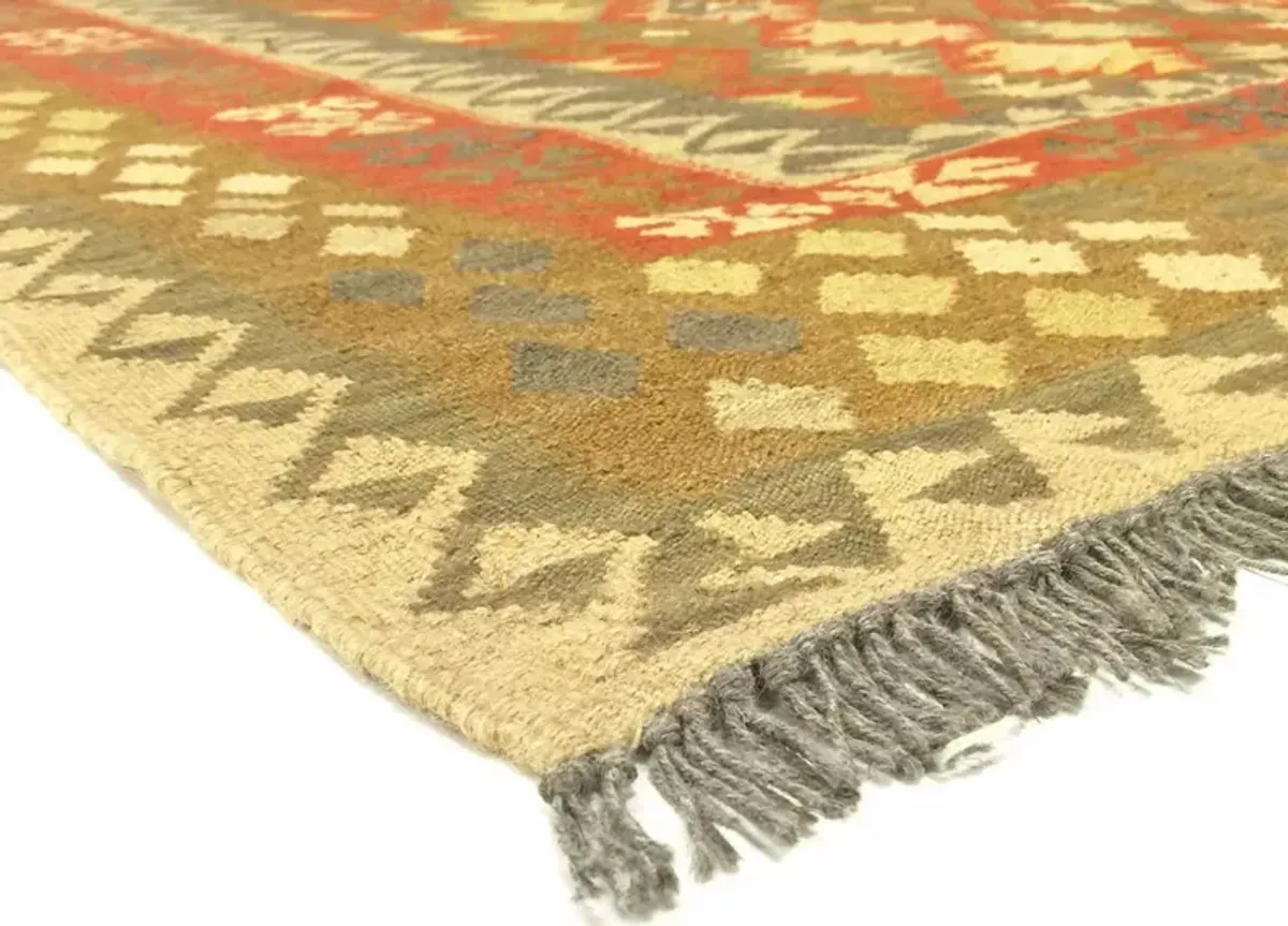 2010s Afghan Maimana Kilim - 4'6"x8'8" - Nalbandian - Orange