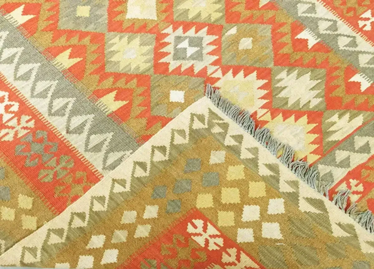 2010s Afghan Maimana Kilim - 4'6"x8'8" - Nalbandian - Orange