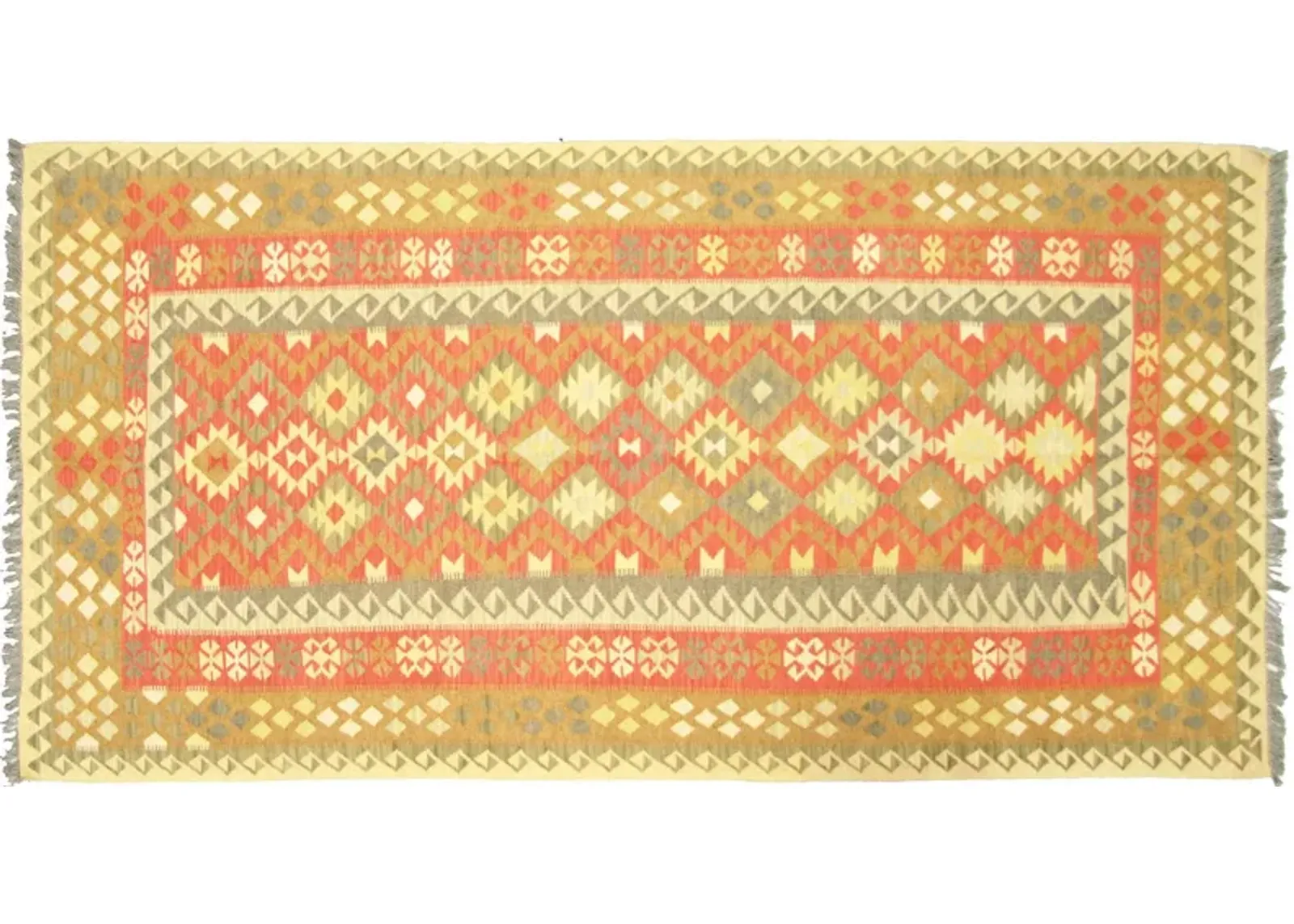 2010s Afghan Maimana Kilim - 4'6"x8'8" - Nalbandian - Orange