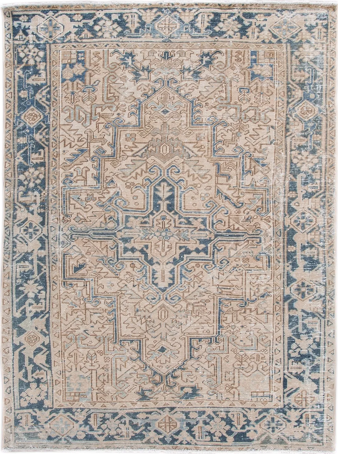 Antique Heriz Rug 6'3" x 8'4" - Apadana - Blue - Blue