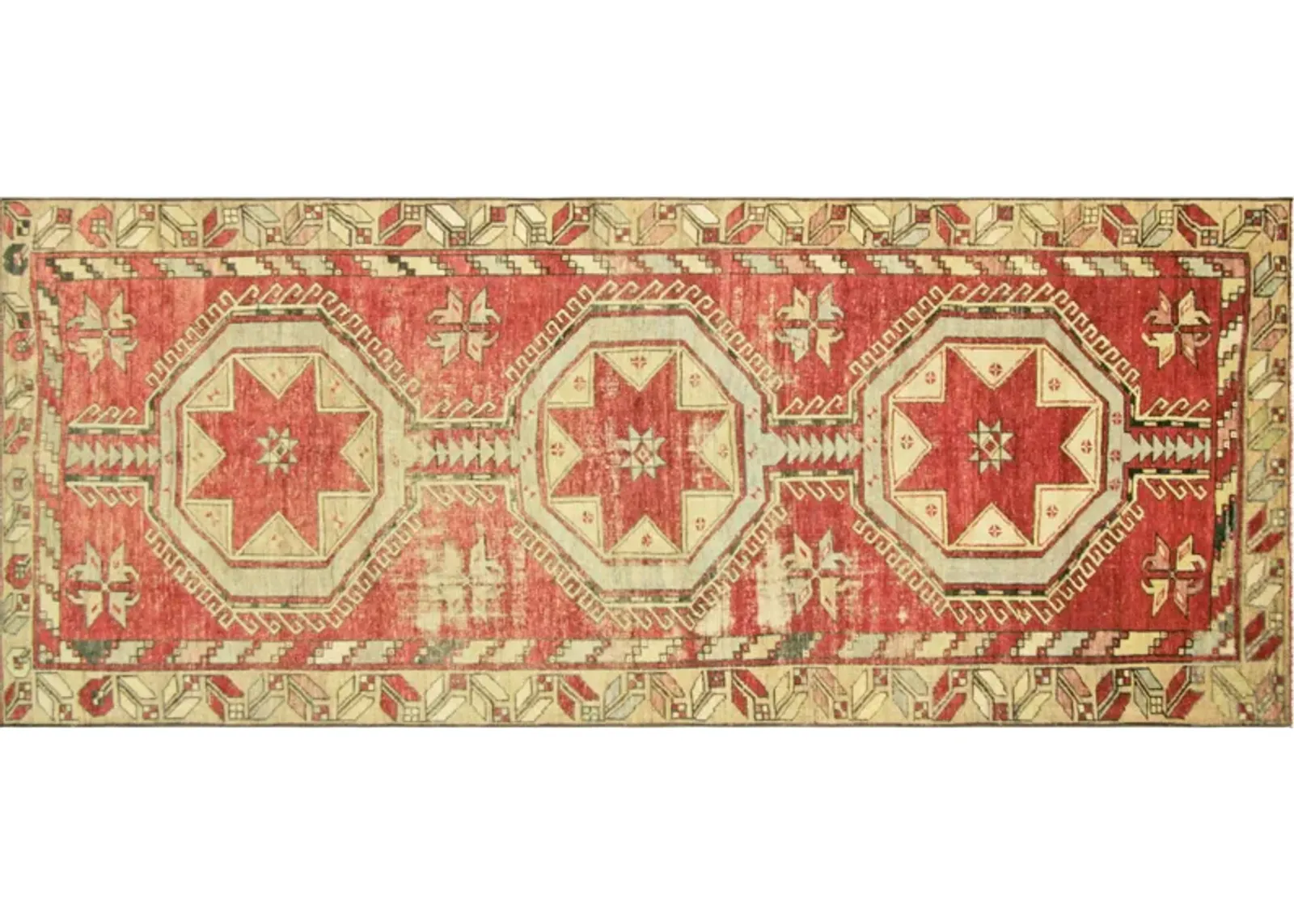 1960s Turkish Oushak Rug - 4'5"x10'11" - Nalbandian - Red - Red