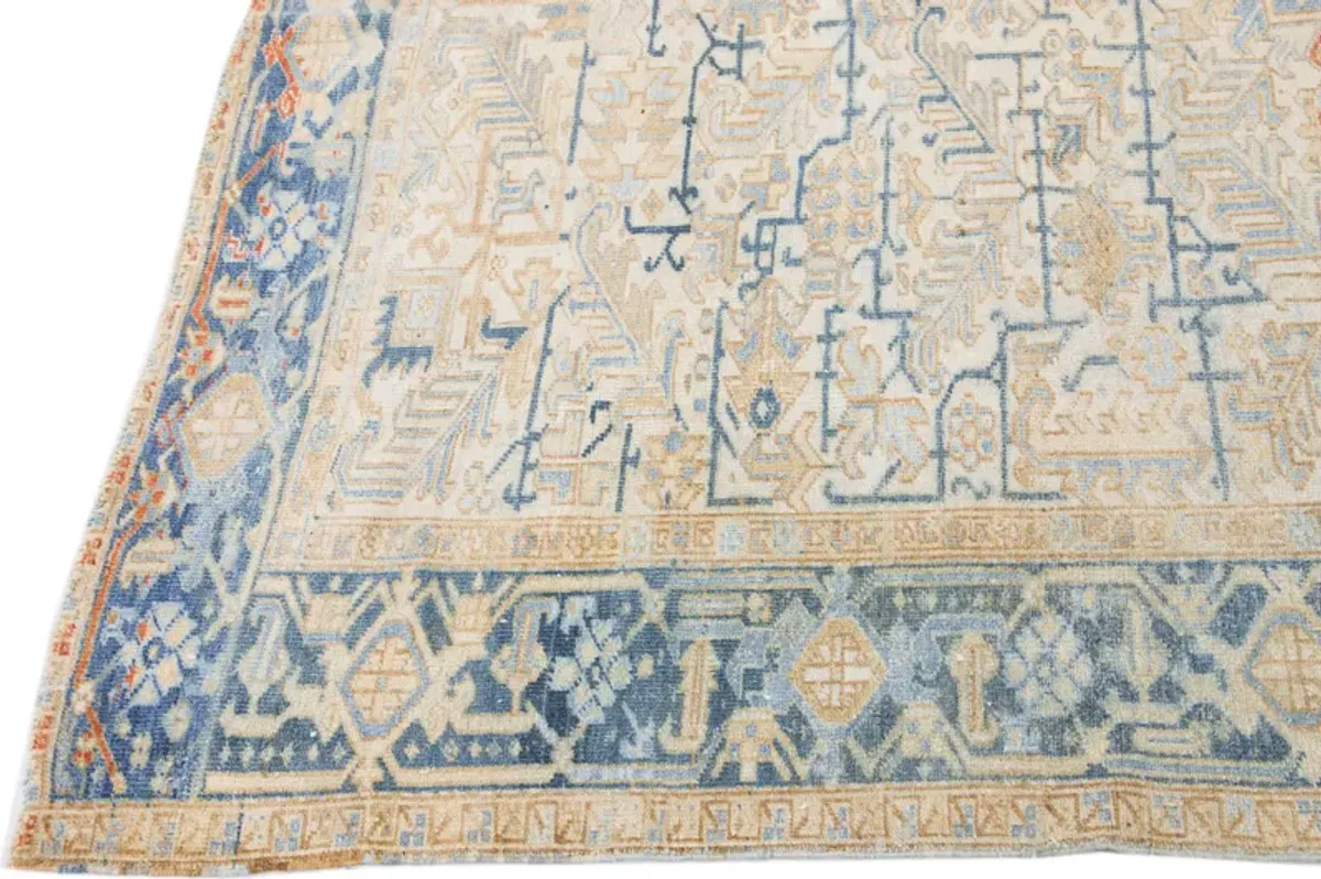 Antique Persian Heriz Rug - Apadana - Blue - Blue