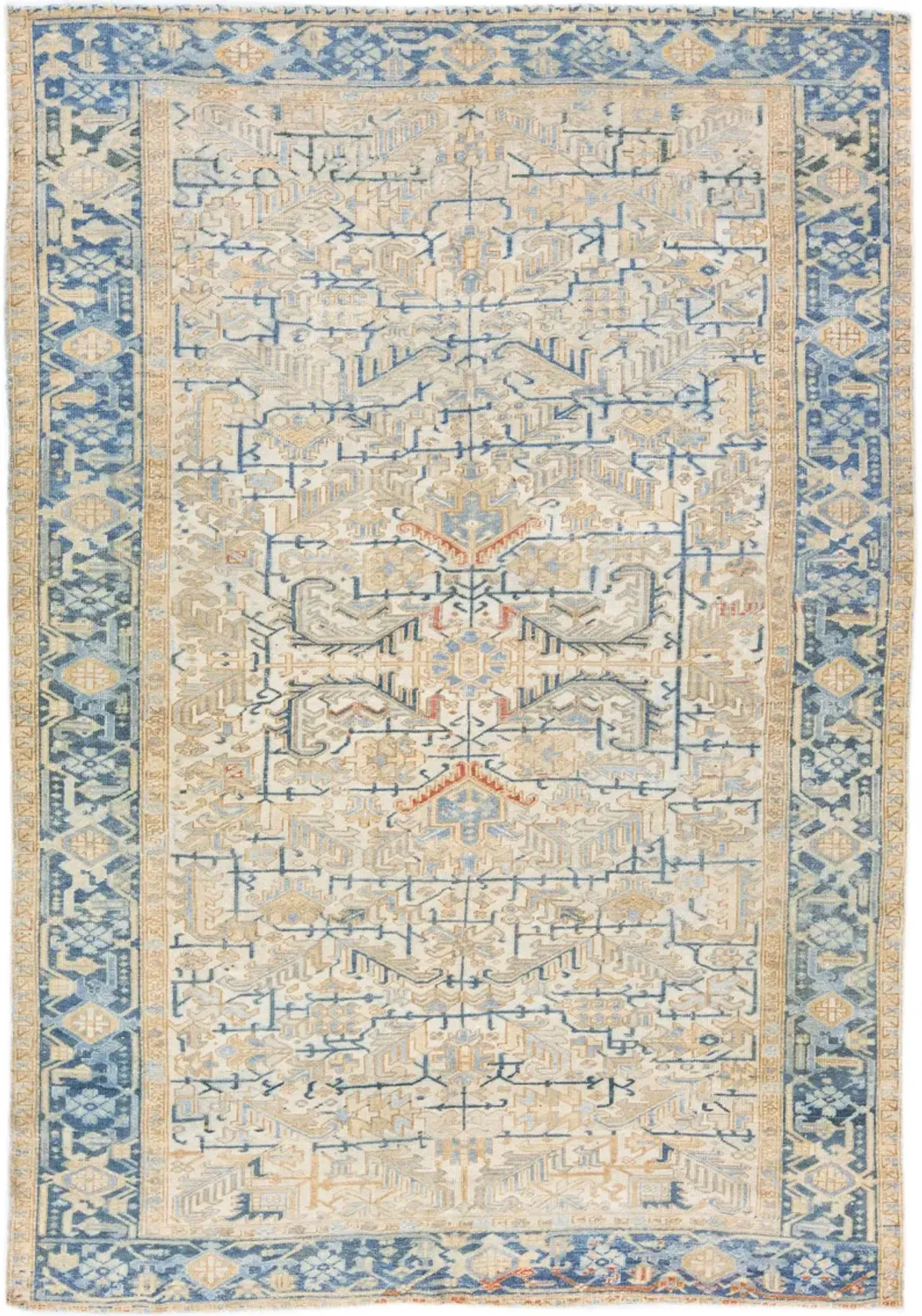 Antique Persian Heriz Rug - Apadana - Blue - Blue