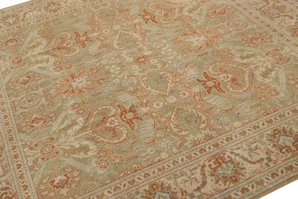 Antique Persian Mahal Rug - 7' x 7' - Apadana - Green - Green