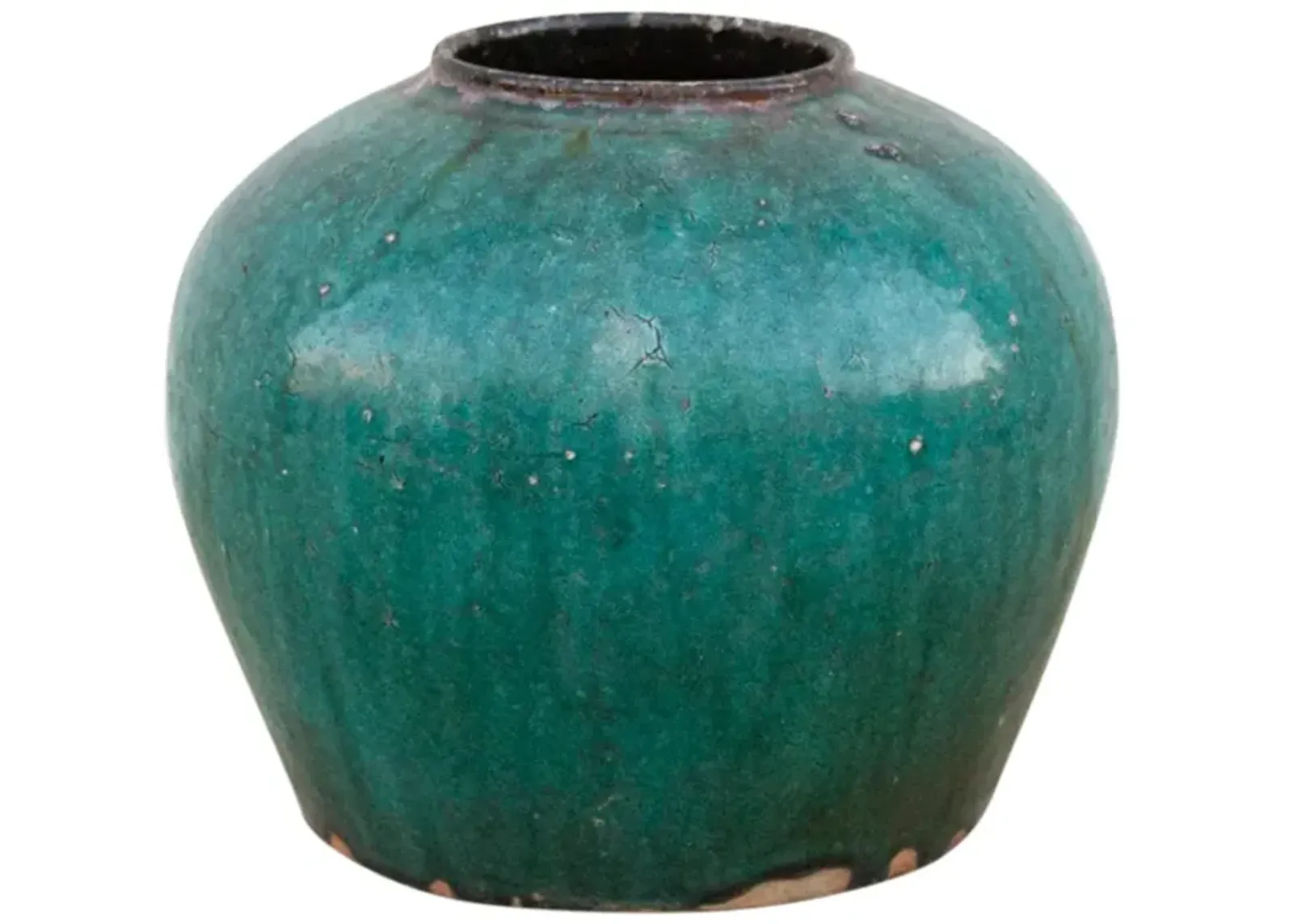 Dark Cyan Asian Vase - de-cor - Green