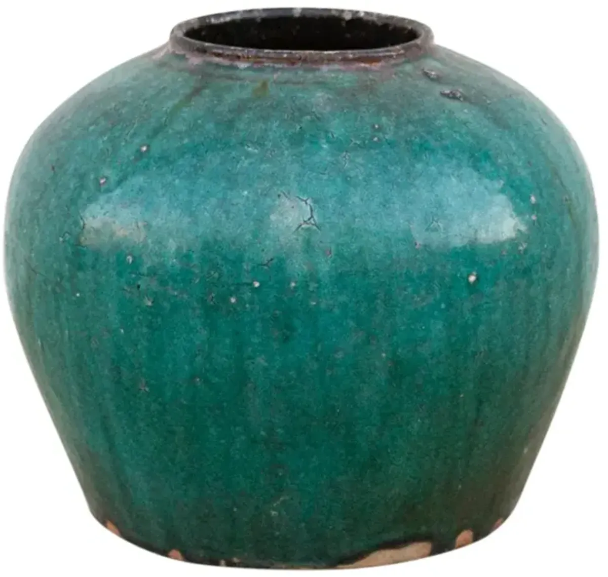 Dark Cyan Asian Vase - de-cor - Green