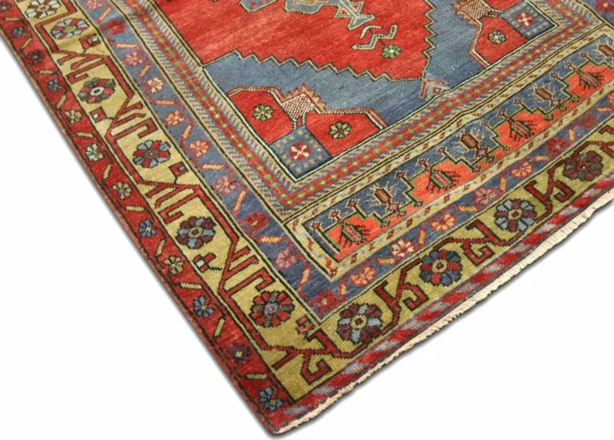 1960s Turkish Oushak Runner - 3'10"x10'1" - Nalbandian - Red