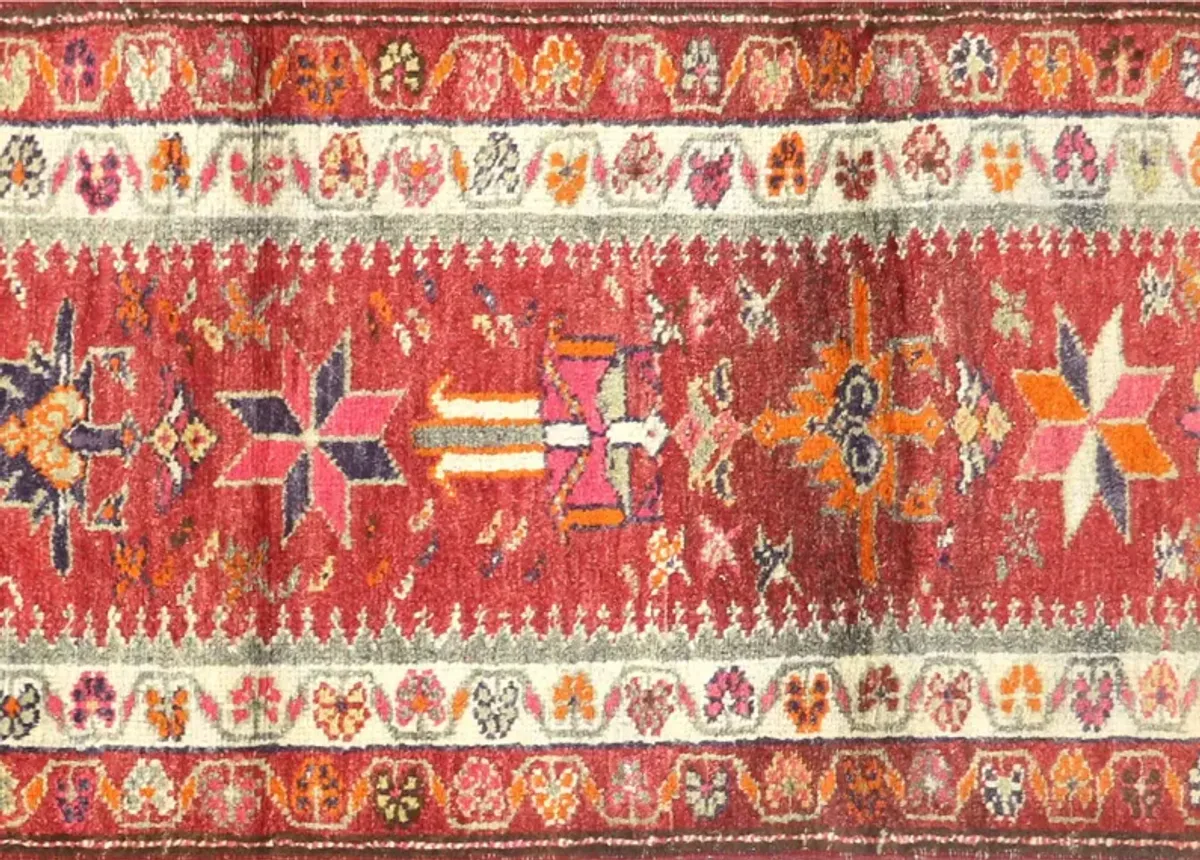 1960s Turkish Oushak Runner - 3'x11'1" - Nalbandian - Red