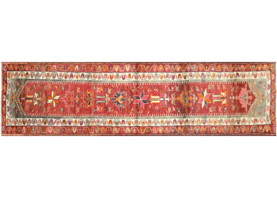 1960s Turkish Oushak Runner - 3'x11'1" - Nalbandian - Red