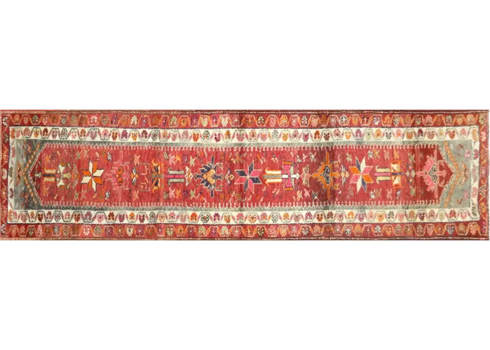 1960s Turkish Oushak Runner - 3'x11'1" - Nalbandian - Red