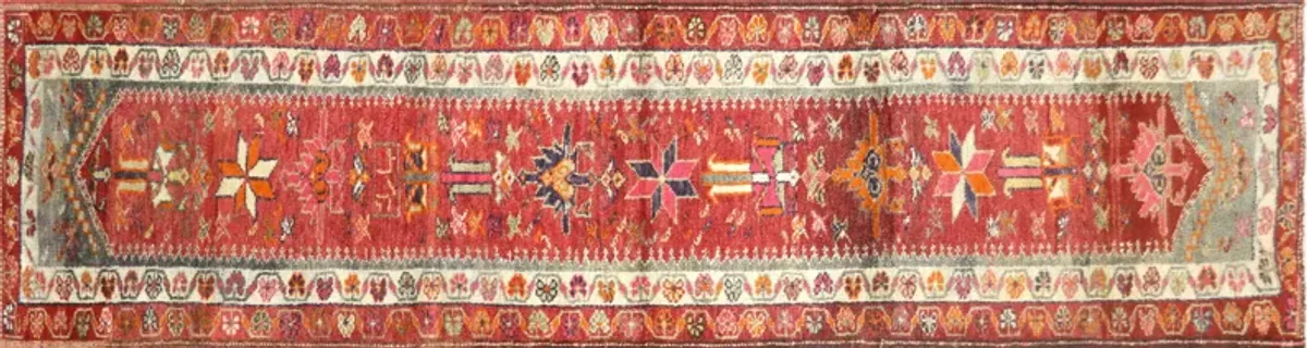 1960s Turkish Oushak Runner - 3'x11'1" - Nalbandian - Red