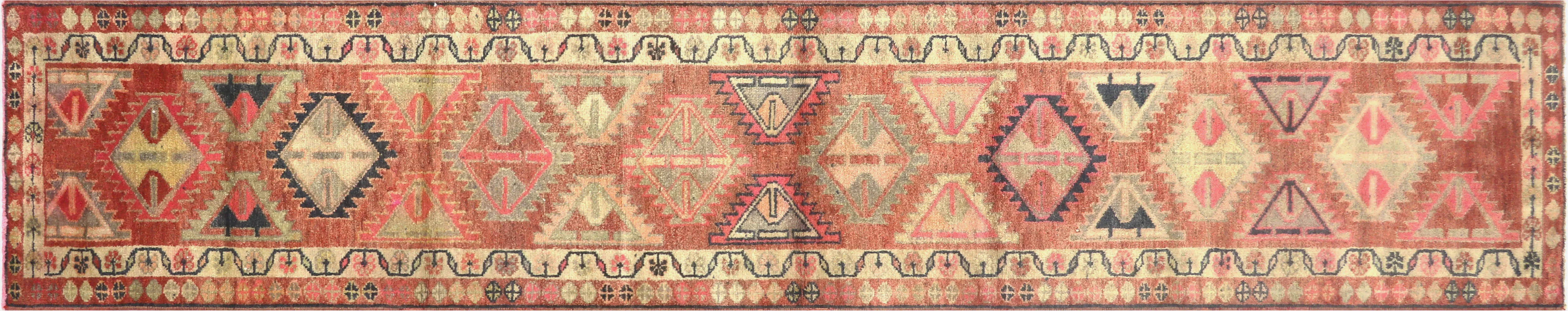 1960s Turkish Oushak Runner - 2'7"x13' - Nalbandian - Orange