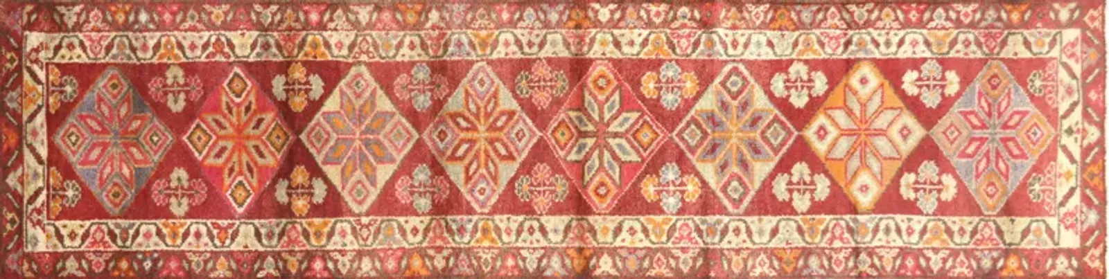 1960s Turkish Oushak Runner - 3'x11'4" - Nalbandian - Red