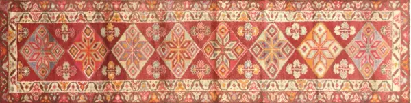 1960s Turkish Oushak Runner - 3'x11'4" - Nalbandian - Red