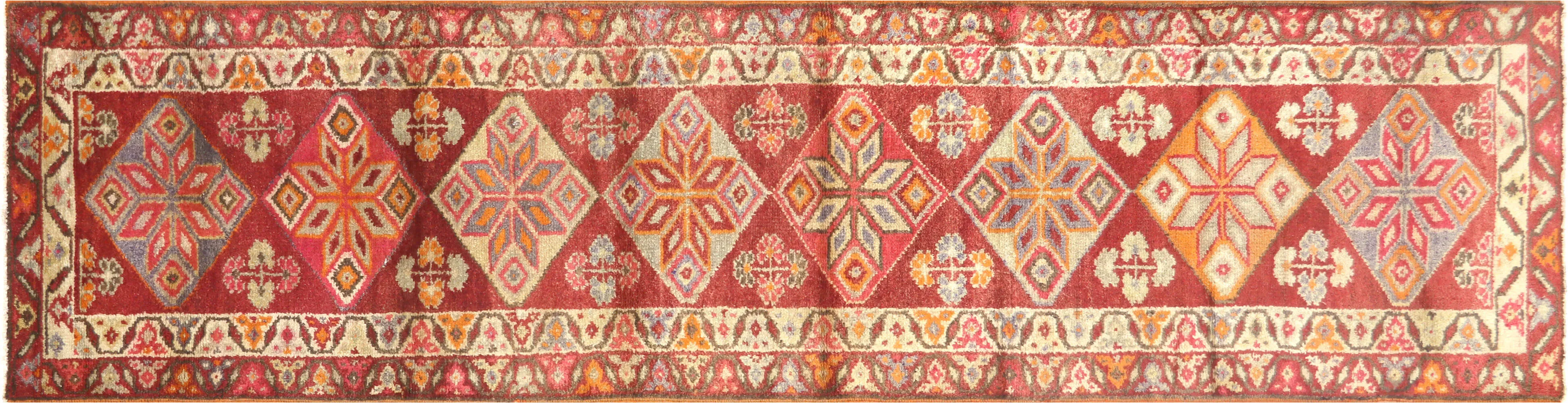 1960s Turkish Oushak Runner - 3'x11'4" - Nalbandian - Red