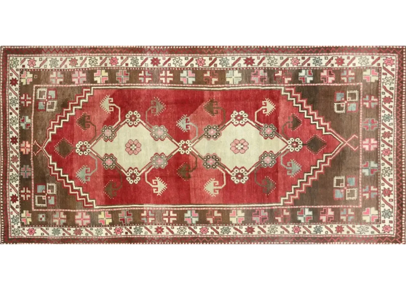 1960s Turkish Oushak Rug - 4'8"x9'5" - Nalbandian - Red - Red