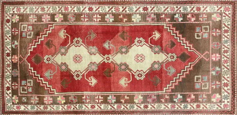 1960s Turkish Oushak Rug - 4'8"x9'5" - Nalbandian - Red - Red