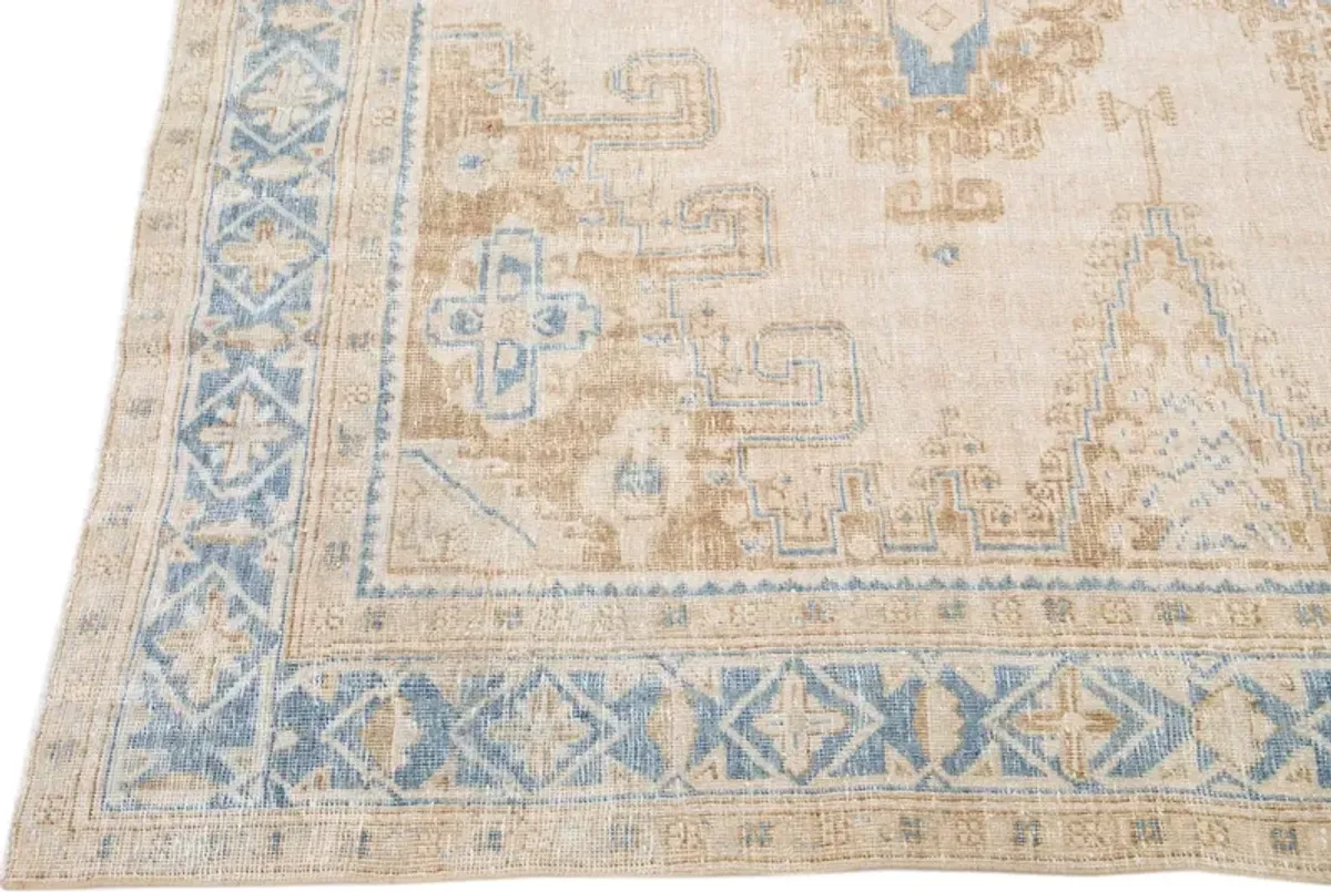 Antique Persian Mahal Rug 9'1" x 11'8" - Apadana - Blue - Blue