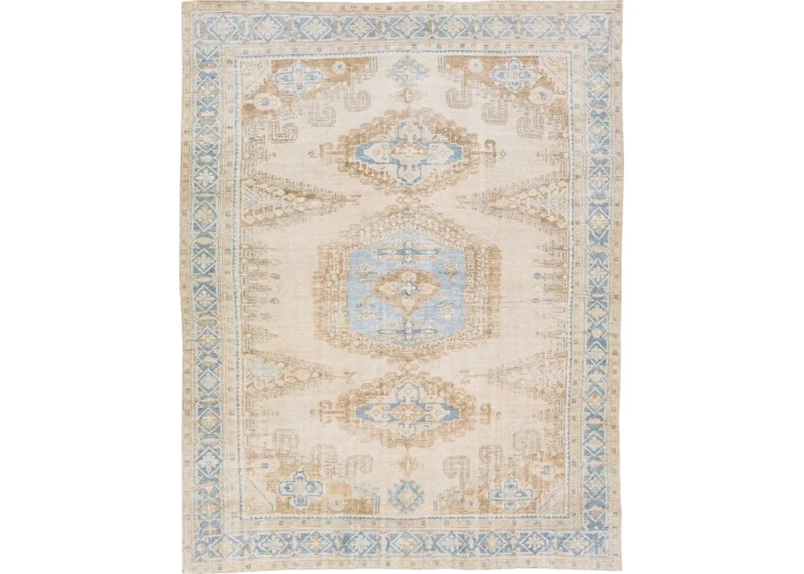 Antique Persian Mahal Rug 9'1" x 11'8" - Apadana - Blue - Blue