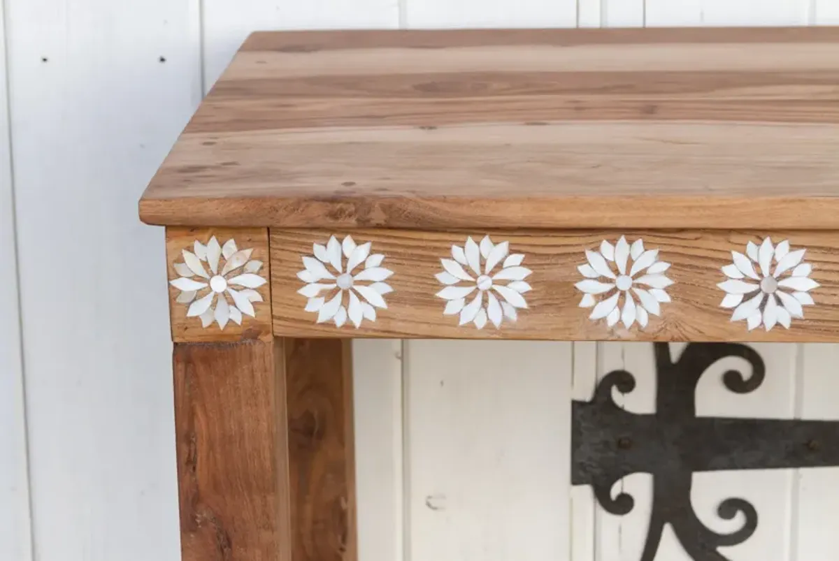Reclaimed Teak Blossom Inlaid Console