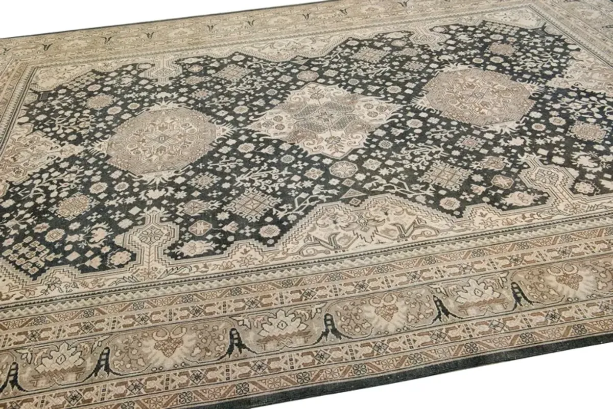 Antique Persian Tabriz Rug - Apadana - Gray - Gray