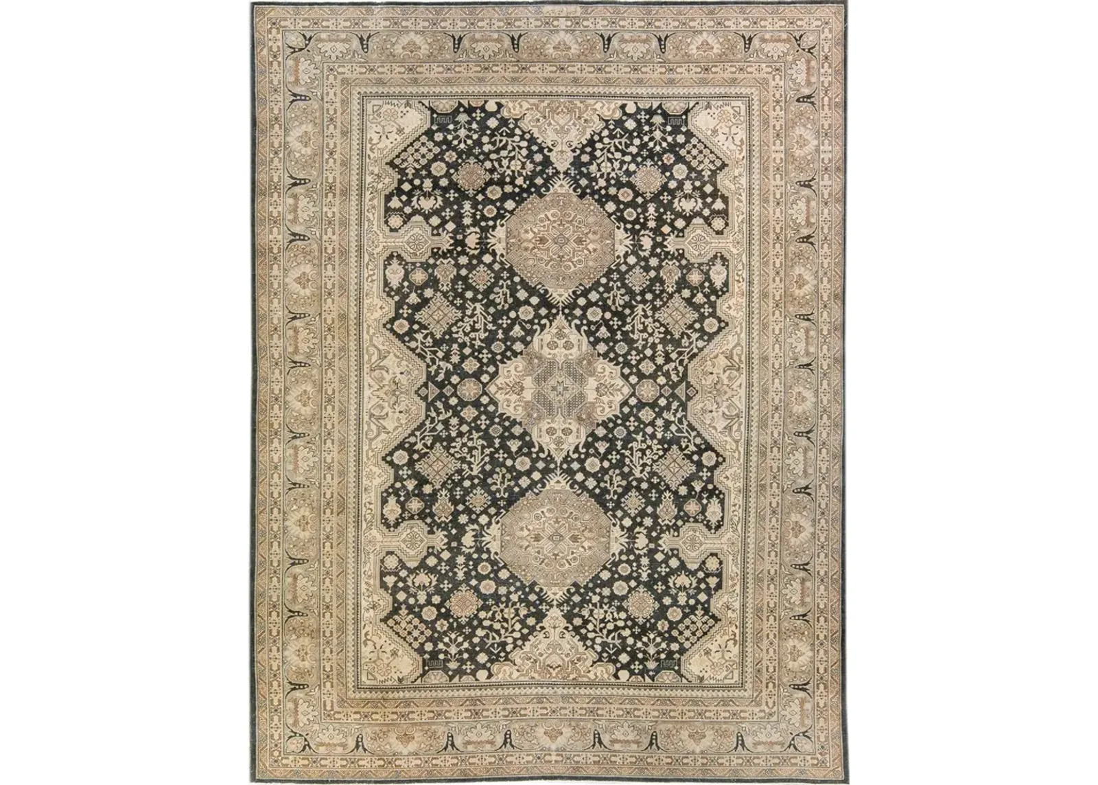 Antique Persian Tabriz Rug - Apadana - Gray - Gray