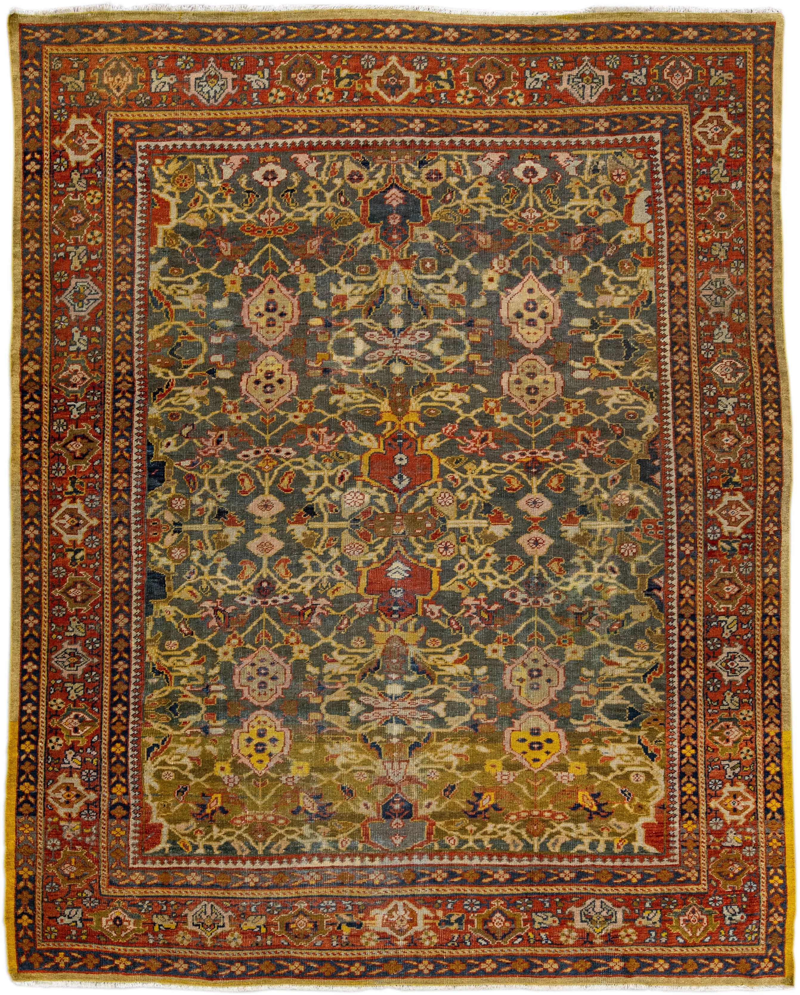 Antique Persian Sultanabad Rug - Apadana - Gray - Gray