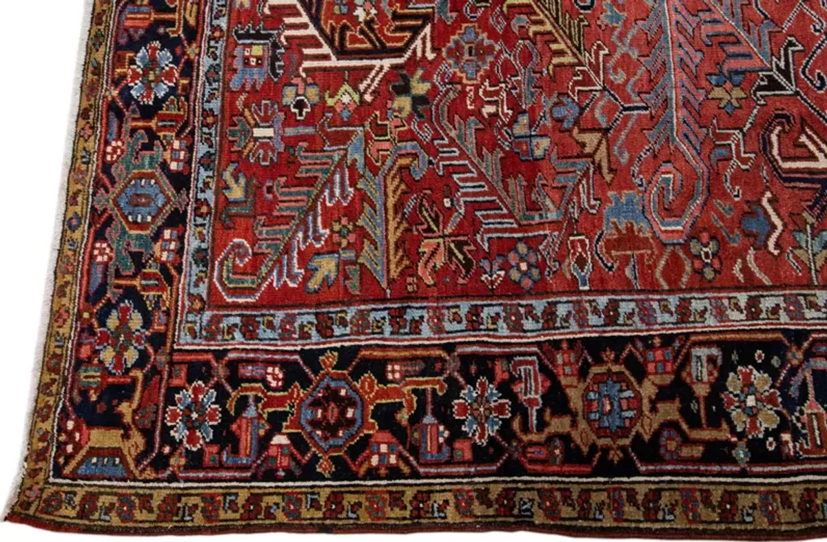 Antique Persian Heriz Rug - Apadana - Red - Red