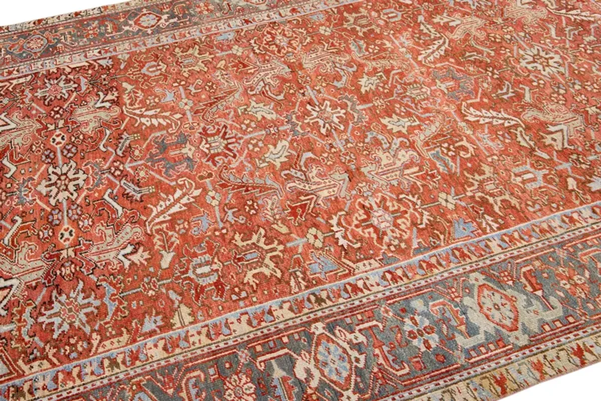 Antique Persian Heriz Rug - Apadana - Orange - Orange