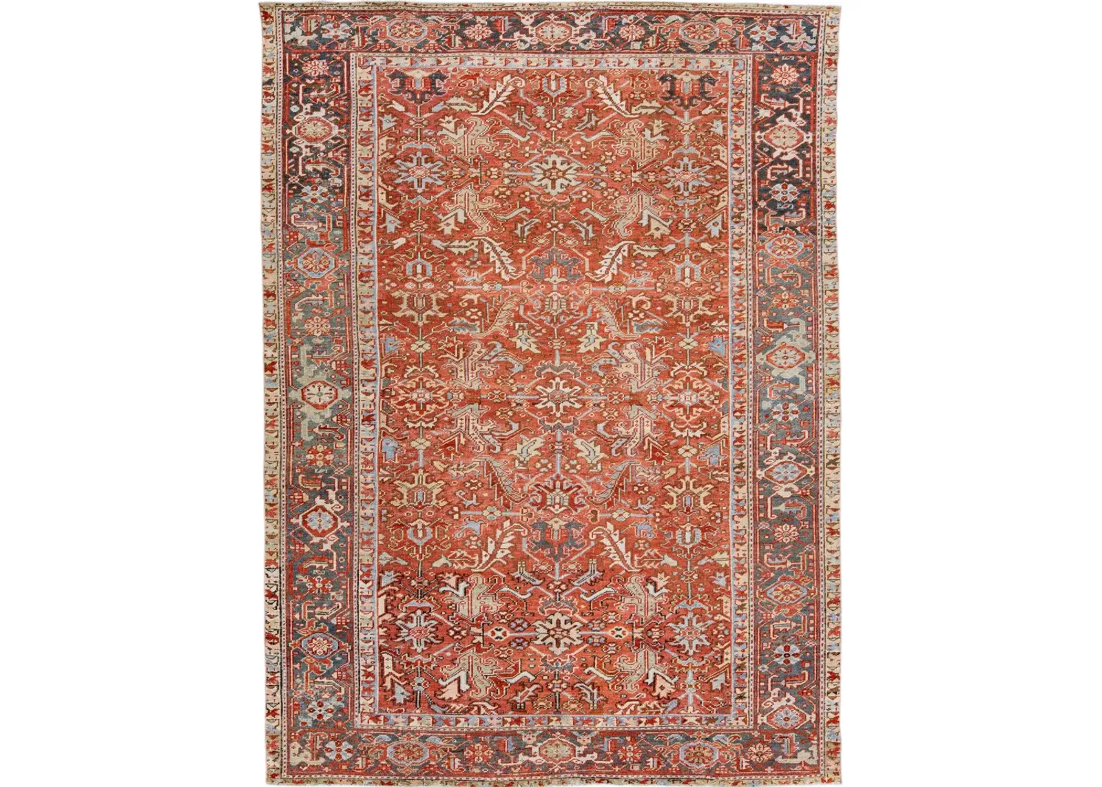 Antique Persian Heriz Rug - Apadana - Orange - Orange