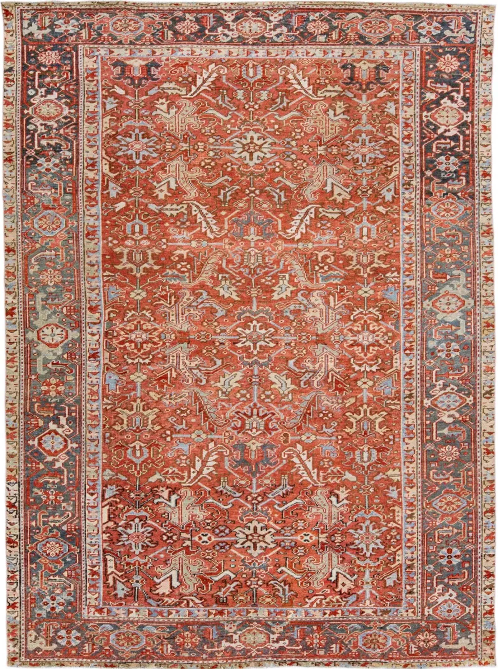 Antique Persian Heriz Rug - Apadana - Orange - Orange