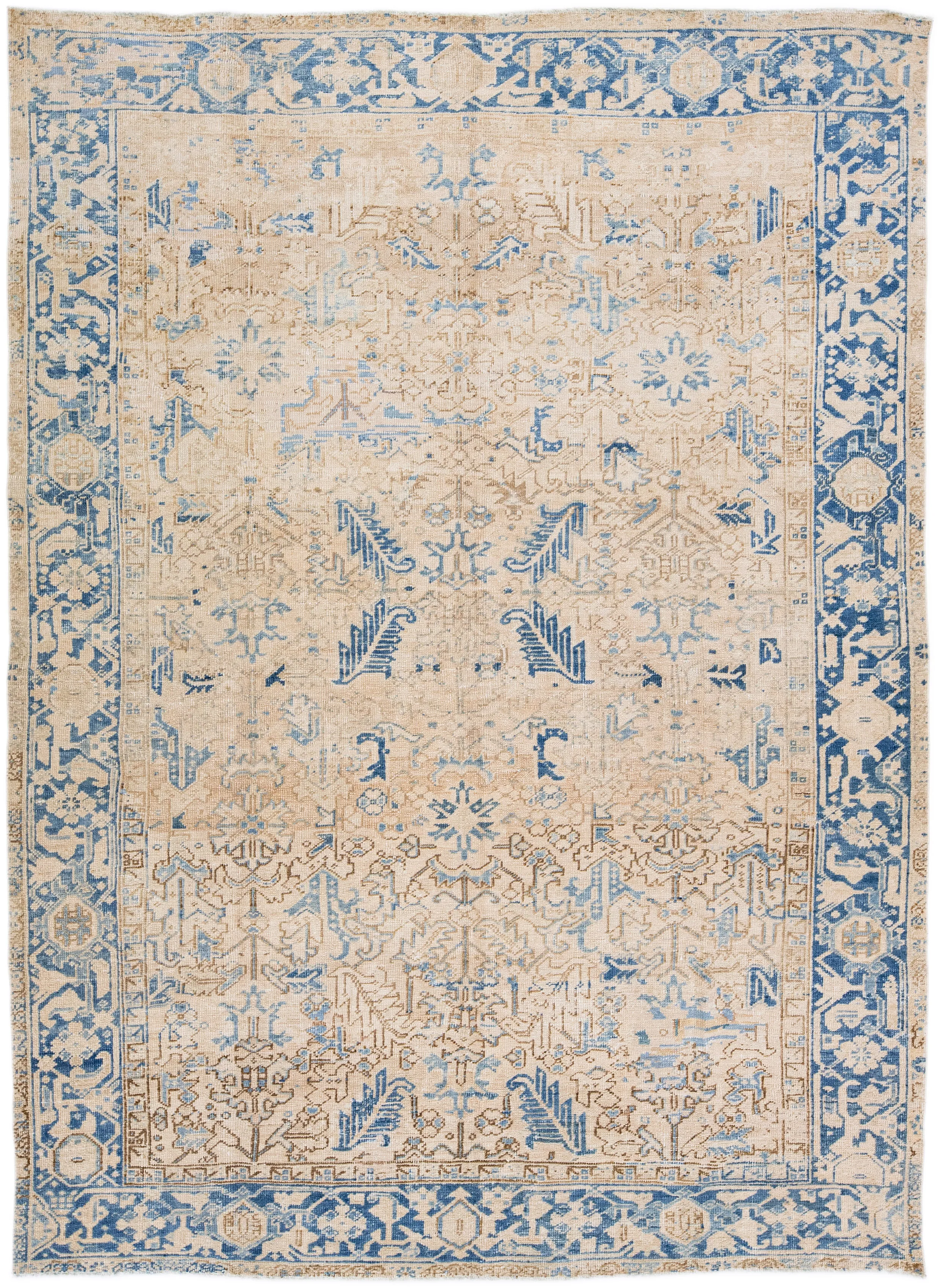 Antique Persian Heriz Rug - Apadana - Beige - Beige