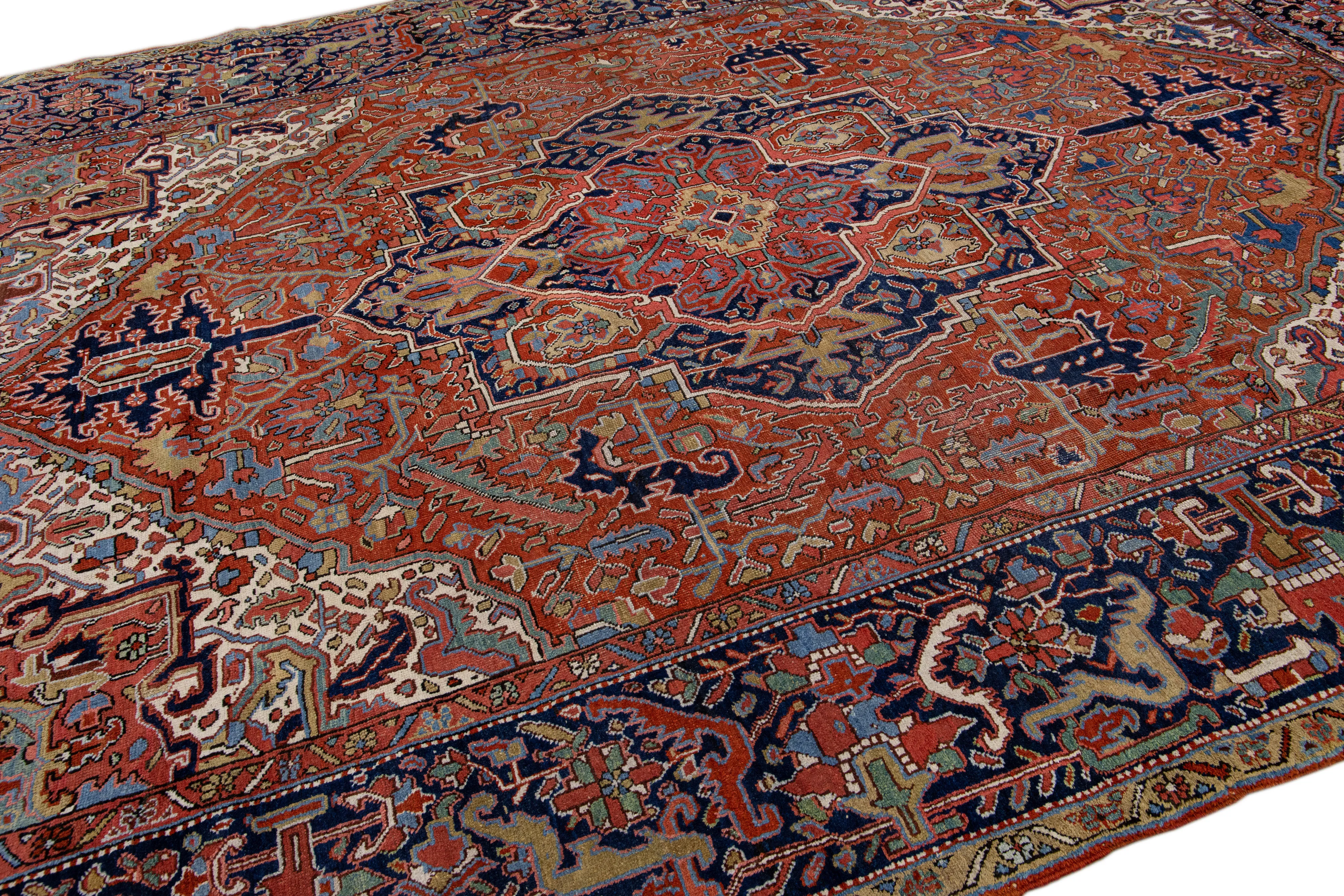 Antique Persian Heriz Rug - Apadana - Red - Red