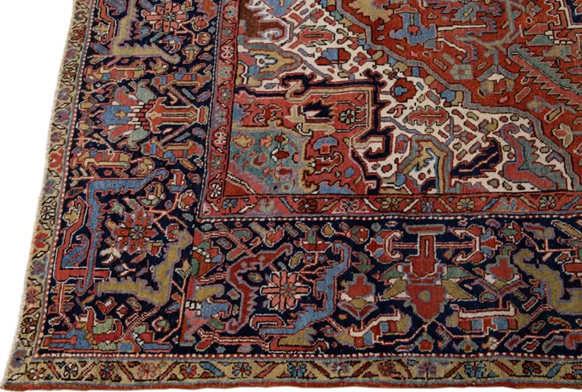 Antique Persian Heriz Rug - Apadana - Red - Red