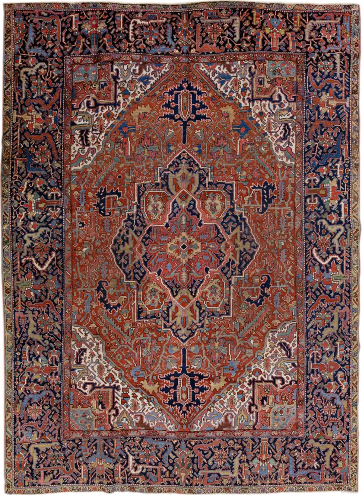 Antique Persian Heriz Rug - Apadana - Red - Red