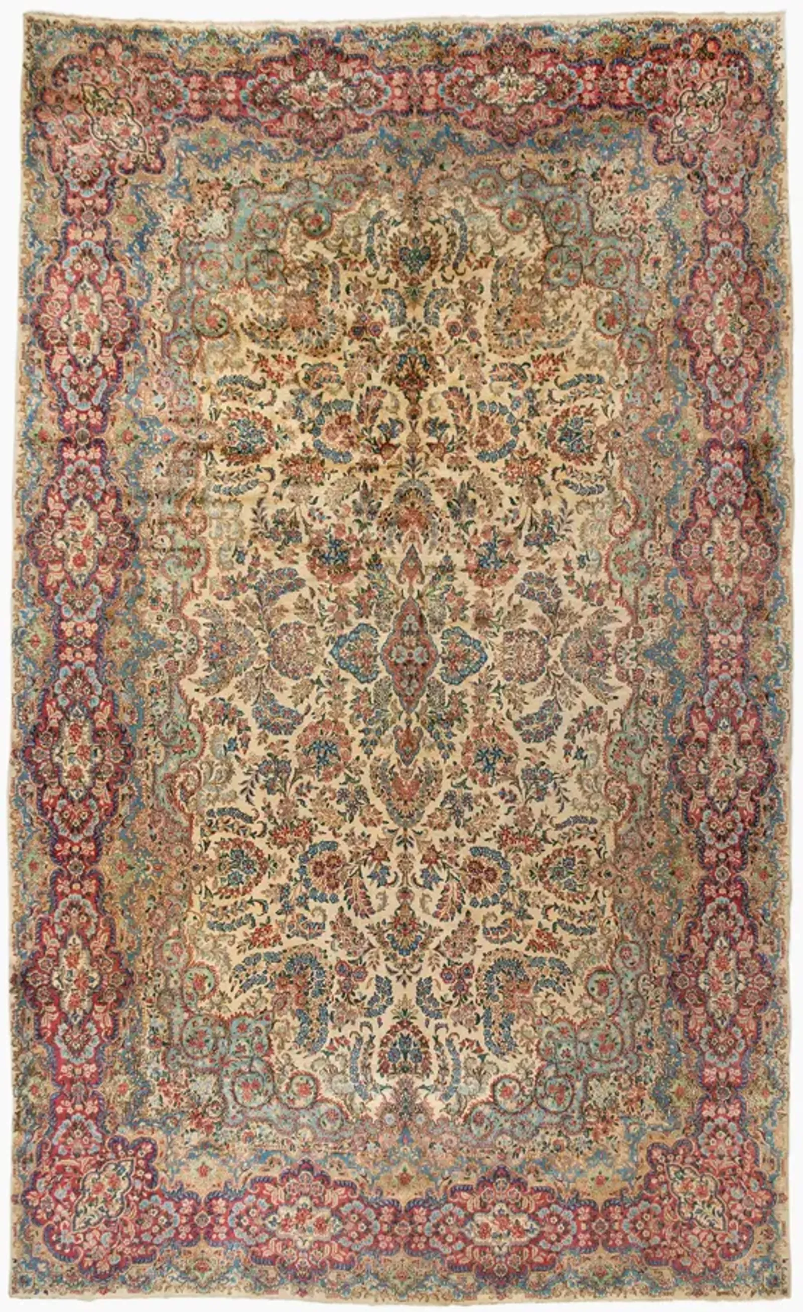 Antique Persian Kerman Rug 11'8 X 19'2 - Beige - Beige