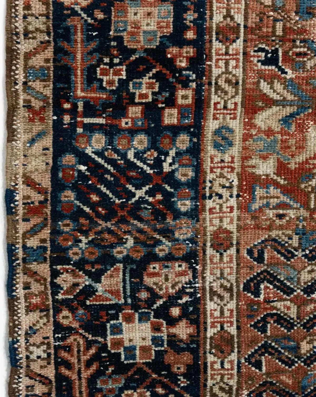 Antique Persian Heriz Area Rug 4'8 X 6'1 - Beige - Beige