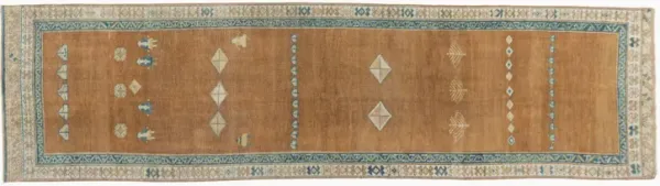 Antique Hamadan Pictorial Runner 3'X11' - Beige