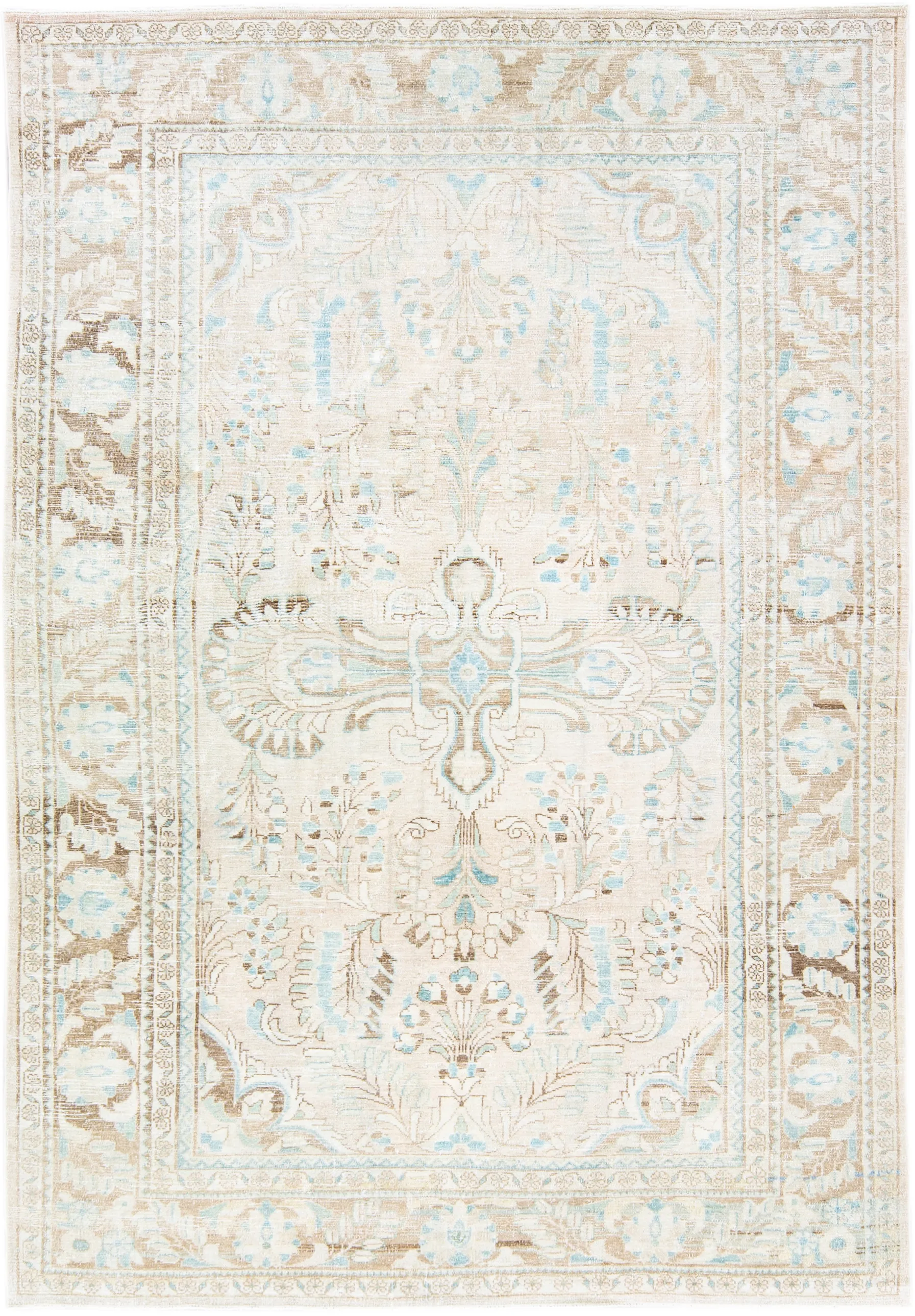 Antique Persian Mahal Rug - Apadana - Beige - Beige